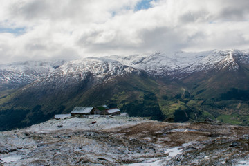 Fototapeta premium mountain huts in the mountains
