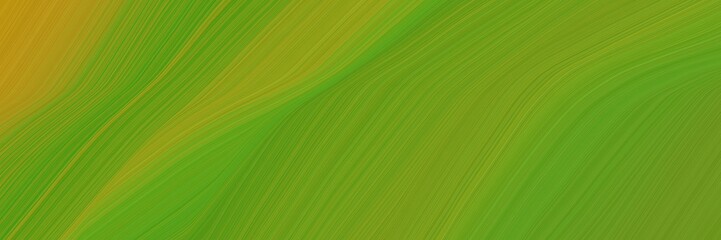 elegant abstract curved lines decorative banner design with dark green, olive drab and dark golden rod colors