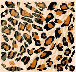 Leopard pattern design, vector illustration background. Animal design. Brown, orange, yellow