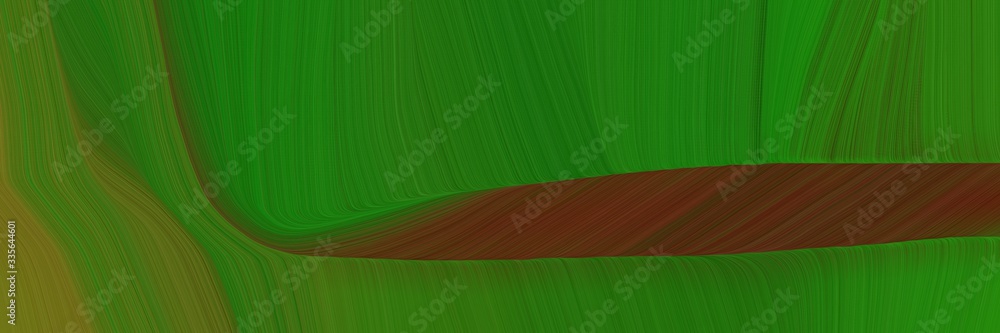 Poster elegant abstract curved lines dynamic banner with forest green, chocolate and dark olive green color