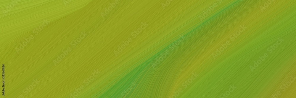 Poster elegant abstract curved lines dynamic banner design with olive drab, yellow green and dark green col