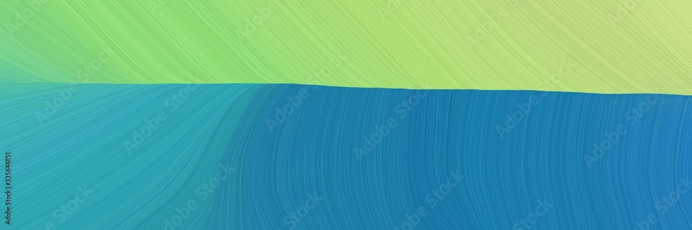 Poster elegant abstract curved lines moving header with light green, steel blue and pastel green colors. el