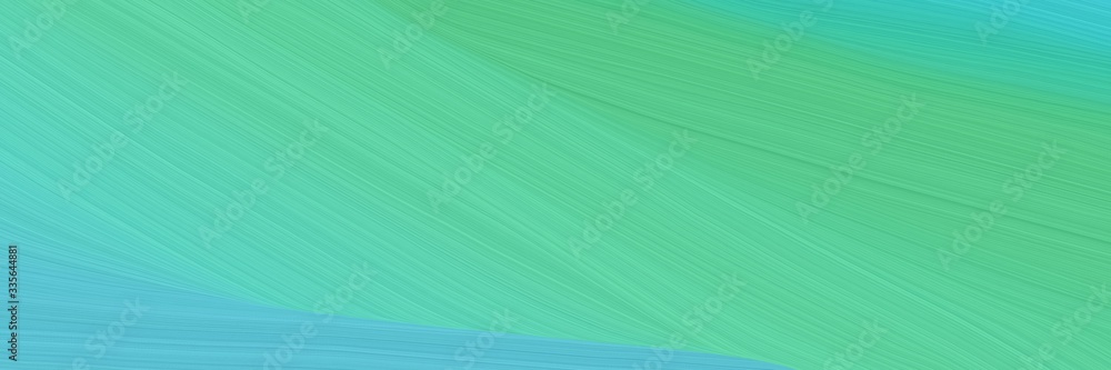 Poster elegant abstract curved lines artistic header design with medium aqua marine, medium turquoise and m