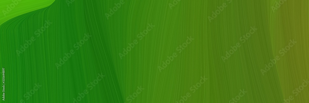 Poster elegant abstract curved lines colorful designed horizontal banner with forest green, dark green and 