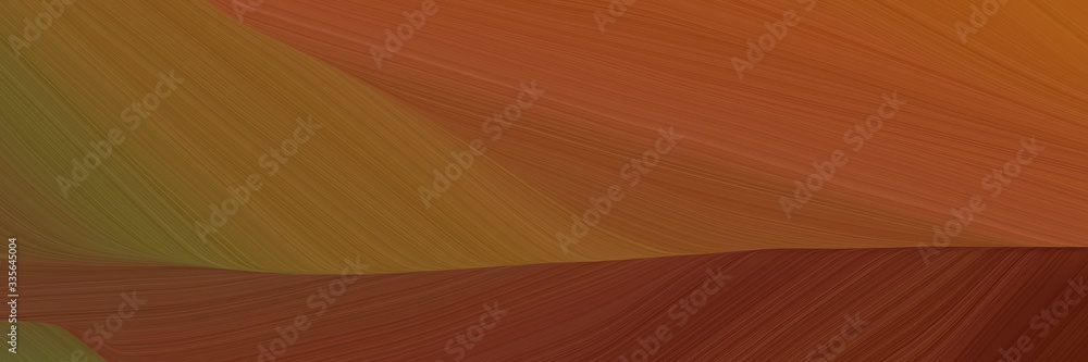Poster elegant abstract curved lines artistic designed horizontal banner with saddle brown, brown and sienn