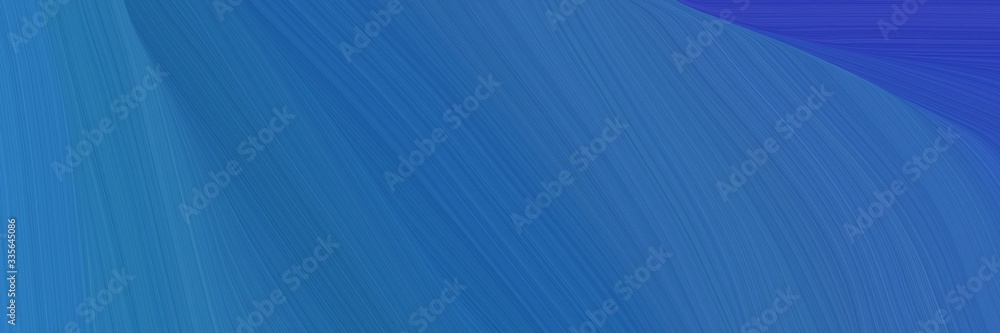 Poster elegant abstract curved lines dynamic banner with steel blue, teal blue and dark slate blue colors. 