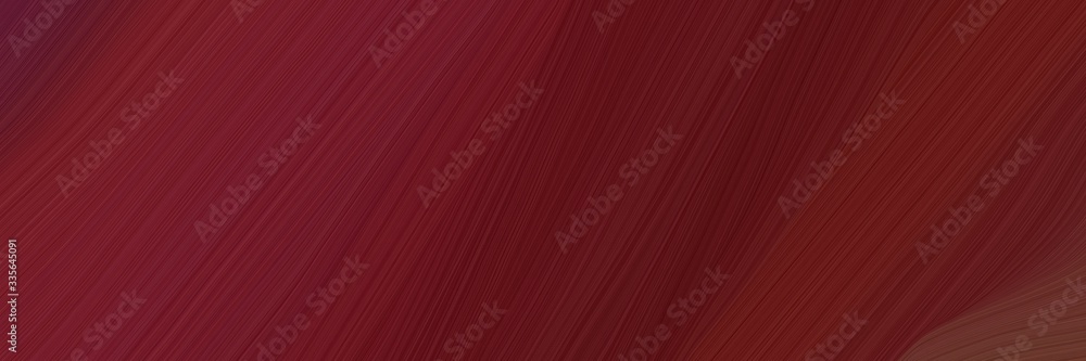 Poster elegant abstract curved lines artistic designed horizontal banner with dark red, dark moderate pink 