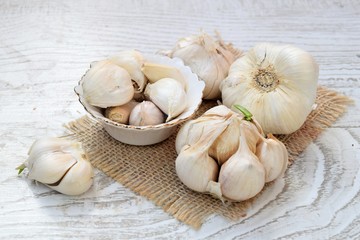 garlic on a wooden background