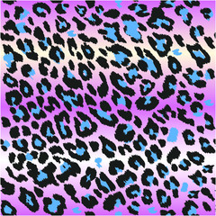 Leopard pattern design, vector illustration background. Animal design. blue, pink, purple. Seamless leopard design