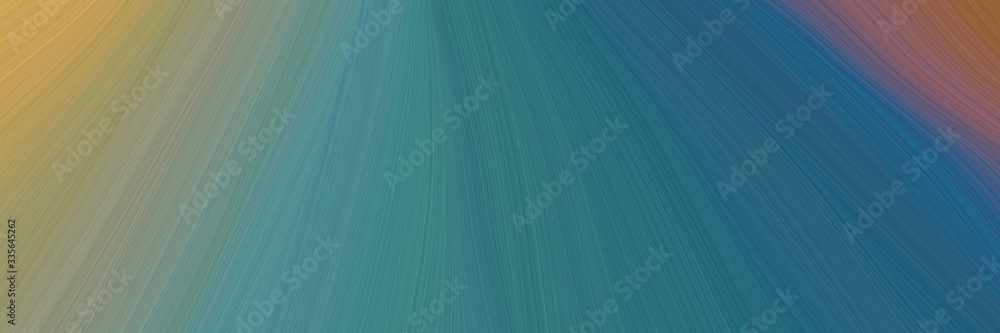 Poster elegant abstract curved lines flowing horizontal banner with teal blue, dark khaki and gray gray col