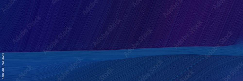 Fototapete elegant abstract curved lines colorful header design with midnight blue, very dark blue and very dar