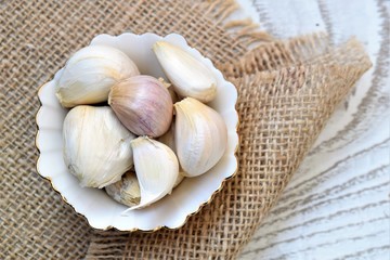 garlic on a wooden background
