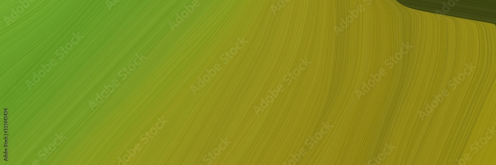 Poster elegant abstract curved lines flowing header with olive drab, olive and dark olive green colors