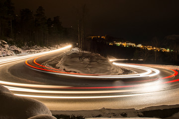 light trail in a curve