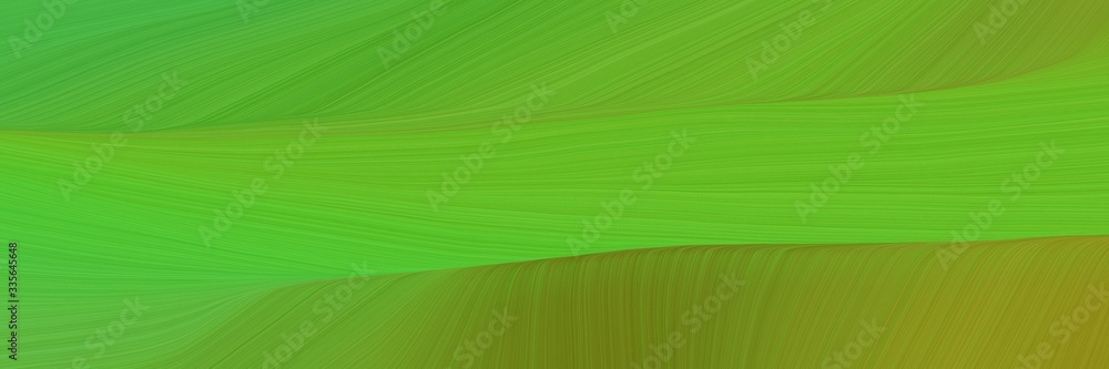 Poster elegant abstract curved lines modern designed horizontal header with moderate green, olive drab and dark green colors. elegant curved lines with fluid flowing waves and curves
