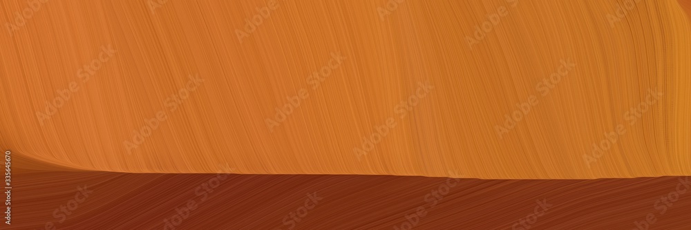 Poster elegant abstract curved lines decorative designed horizontal header with coffee, saddle brown and sienna colors. elegant curved lines with fluid flowing waves and curves