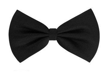 black bow tie isolated on white background, closeup