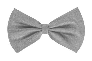 Gray bow-tie isolated on white background, close-up