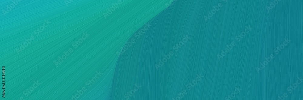 Aufkleber elegant abstract curved lines dynamic header design with dark cyan, light sea green and teal colors. elegant curved lines with fluid flowing waves and curves