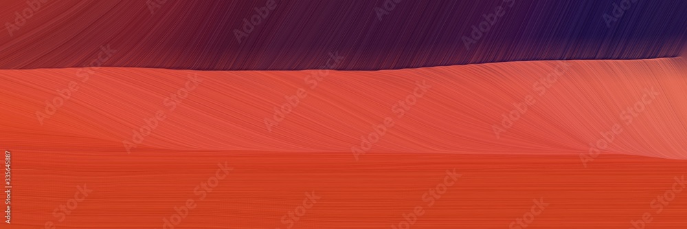 Poster elegant abstract curved lines colorful designed horizontal header with coffee, very dark violet and dark moderate pink colors. elegant curved lines with fluid flowing waves and curves