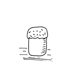 Easter pie, Easter cake. Sketch style hand drawn elements. Stock outline vector illustration, isolated on white background.