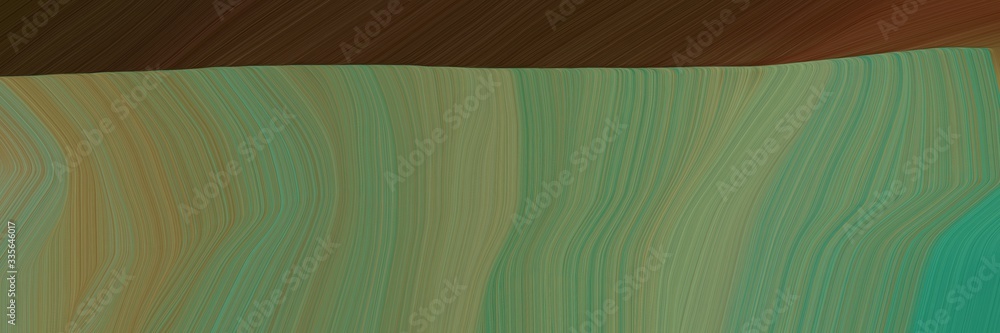 Fototapete elegant abstract curved lines moving designed horizontal header with dim gray, very dark green and dark slate gray colors. elegant curved lines with fluid flowing waves and curves