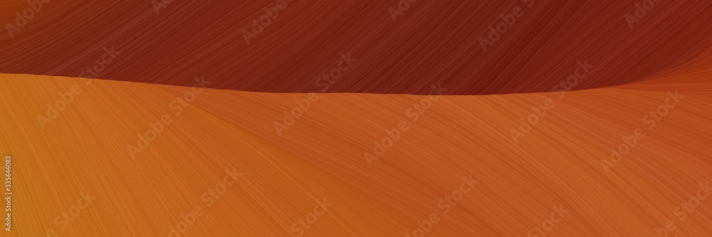 Poster elegant abstract curved lines dynamic banner with coffee, dark red and saddle brown colors