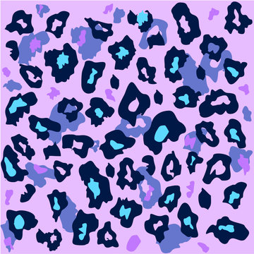 Leopard pattern design, vector illustration background. Animal design. blue, pink, purple. Seamless leopard design