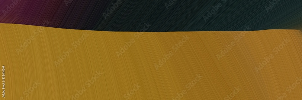 Poster elegant abstract curved lines surreal horizontal header with brown, very dark green and very dark ma