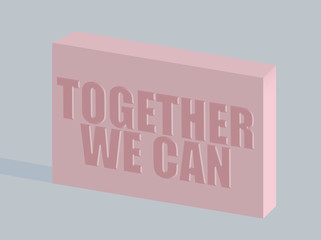 together we can  There is a coronavirus inscription on the modern pink button.