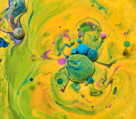Colourful acrylic bubbles.Fluid art marble texture. Backdrop  abstract iridescent paint effect....