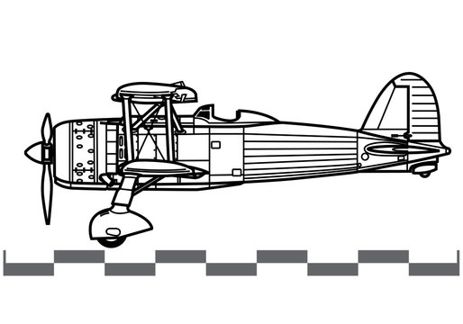 black and white biplane side view clip art preview