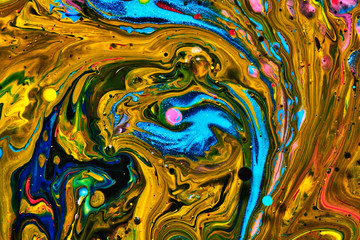 Colourful acrylic bubbles.Fluid art marble texture. Backdrop  abstract iridescent paint effect....
