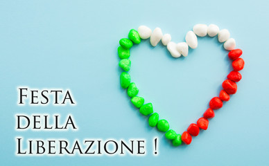 April 25 Liberation Day Text in italian card, italy flag colors national public holiday