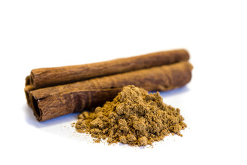 cinnamon sticks isolated on white background