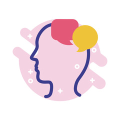 profile with speech bubbles mental health line style icon