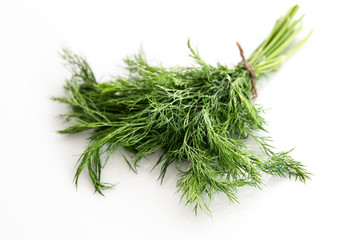 Fresh dill on a white background