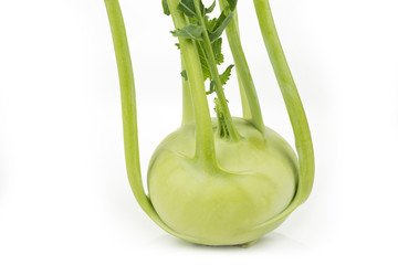 Vegetable kohlrabi on a white background