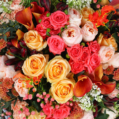Flower arrangement background with roses