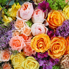 Flower arrangement background with roses