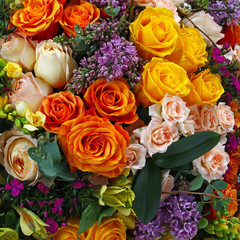 Flower arrangement background with roses