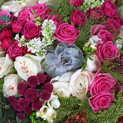 Flower arrangement background with roses