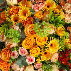 Flower arrangement background with roses