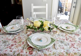 Fancy table settings for celebration meal 