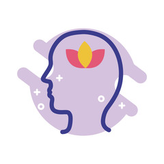 profile with flower mental health line style icon