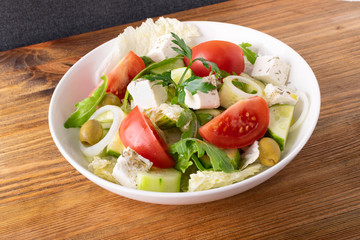 Greek Salad, Horiatiki or Village Salad with Feta Cheese