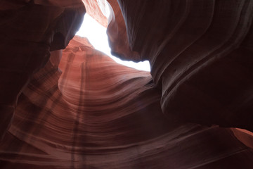Page, Arizona / USA - August 05, 2015: Rock formations inside Upper Antelope Canyon, Page, Arizona, USA