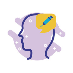 profile with injection mental health line style icon