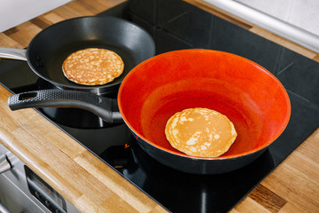 Pancake in a frying pan