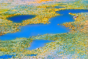 Fototapeta na wymiar fantasy little colorful lakes